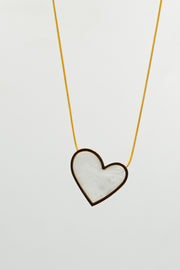 Large Tilted White Shell Heart Necklace