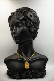 Braided White Stone Rose Frame Necklace