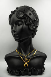Double-Layer Crescent and Star Necklace
