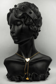 Small Tilted White Shell Heart Necklace with Charms