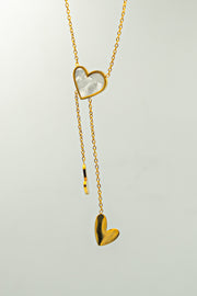 Small Tilted White Shell Heart Necklace with Charms