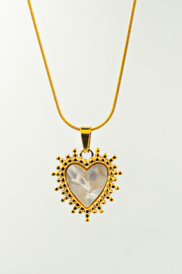 White Shell Radiant Heart Necklace