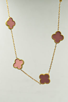 Van Cleef Necklace with Pink Shell, 5 Charms