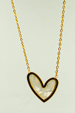 Small Tilted White Shell Heart Necklace