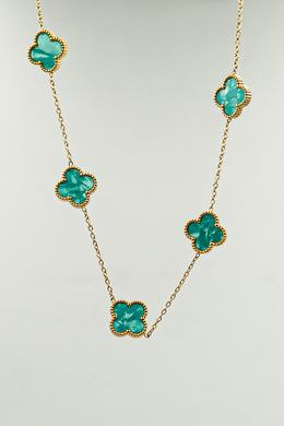 Van Cleef Necklace with Mint Green Shell, 5 Charms