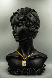 Snake Necklace with White Enamel Frame