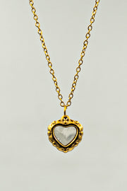 Engraved White Shell Heart Necklace